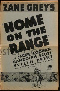8m499 HOME ON THE RANGE pressbook '34 Jackie Coogan, Randolph Scott, Evelyn Brent, Zane Grey