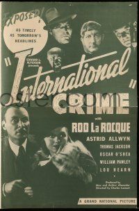 8m514 INTERNATIONAL CRIME pressbook '38 Rod La Rocque as The Shadow, Astrid Allwyn, exposed!