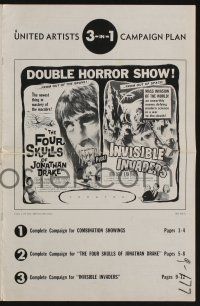 8m516 INVISIBLE INVADERS/FOUR SKULLS OF JONATHAN DRAKE pressbook '59 cool double horror show!