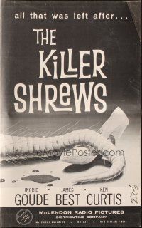 8m532 KILLER SHREWS/GIANT GILA MONSTER pressbook '59 great monster artwork, sci-fi double-bill!