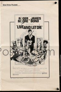 8m554 LIVE & LET DIE pressbook '73 Roger Moore as James Bond, art by Robert McGinnis!