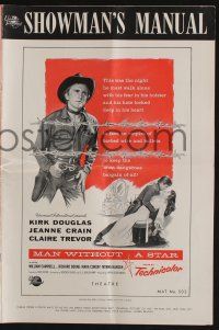 8m570 MAN WITHOUT A STAR pressbook '55 art of cowboy Kirk Douglas, Jeanne Crain, King Vidor!