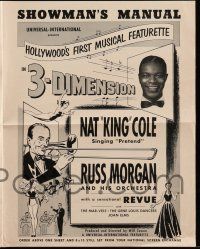 8m600 NAT KING COLE/RUSS MORGAN & HIS ORCHESTRA pressbook '53 Hollywood musical featurette in 3-D!