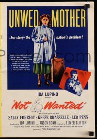8m607 NOT WANTED pressbook '49 unwed mother Sally Forrest, her story is the nation's problem!