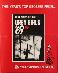 8m617 ORGY GIRLS '69 pressbook '68 sexual interconnect of 5 lust-filled segments of private lives!