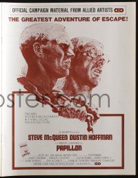 8m626 PAPILLON Allied Artists pressbook '73 great Tom Jung art of Steve McQueen & Dustin Hoffman!