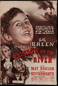 8m647 RAINBOW ON THE RIVER pressbook '36 teen Bobby Breen, May Robson, Charles Butterworth