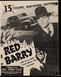 8m649 RED BARRY pressbook R48 cool images of detective Buster Crabbe with gun, Universal serial!