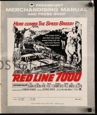 8m650 RED LINE 7000 pressbook '65 Howard Hawks, James Caan, car racing art, meet the speed breed!