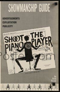 8m682 SHOOT THE PIANO PLAYER pressbook '62 Francois Truffaut's Tirez sur le pianiste, cool art!