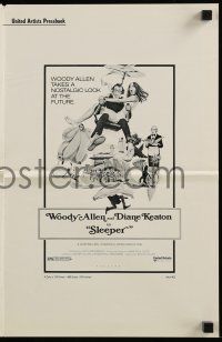 8m690 SLEEPER pressbook '74 Woody Allen, Diane Keaton, wacky sci-fi comedy art by McGinnis!