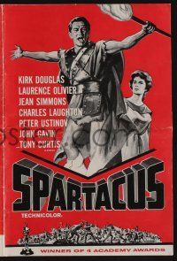 8m702 SPARTACUS pressbook '60 classic Stanley Kubrick & Kirk Douglas epic, cool gladiator artwork!