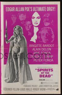 8m703 SPIRITS OF THE DEAD pressbook '69 Federico Fellini, Reynold Brown art of sexy Jane Fonda!