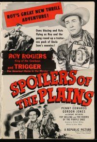 8m704 SPOILERS OF THE PLAINS pressbook '51 images of singing cowboy Roy Rogers & his horse Trigger!