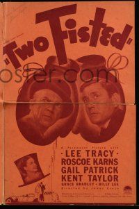 8m753 TWO FISTED pressbook '35 boxer Roscoe Karns & manager Lee Tracy work as servants, boxing art!
