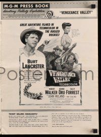 8m762 VENGEANCE VALLEY pressbook '51 art of Burt Lancaster holding Joanne Dru & pointing gun!