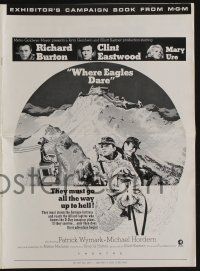 8m774 WHERE EAGLES DARE pressbook '68 great image of Clint Eastwood & Richard Burton as Nazis!