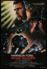 8p097 BLADE RUNNER 1sh '82 Ridley Scott sci-fi classic, art of Harrison Ford by John Alvin!