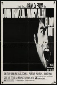 8p103 BLOW OUT 1sh '81 John Travolta, Brian De Palma, murder has a sound all of its own!