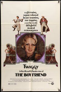 8p117 BOY FRIEND 1sh '71 cool art of sexy Twiggy by Dick Ellescas, directed by Ken Russell!