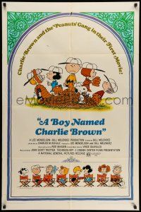8p118 BOY NAMED CHARLIE BROWN 1sh '70 baseball art of Snoopy & the Peanuts by Charles M. Schulz!