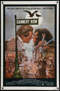 8p146 CANNERY ROW 1sh '82 cool art of Nick Nolte about to kiss Debra Winger by John Solie!
