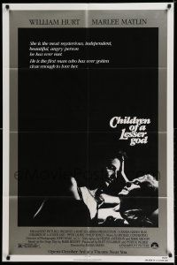 8p167 CHILDREN OF A LESSER GOD advance 1sh '86 William Hurt, Piper Laurie, sexy Marlee Matlin!