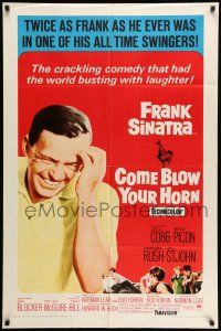 8p182 COME BLOW YOUR HORN 1sh R66 close up of laughing Frank Sinatra, from Neil Simon's play!