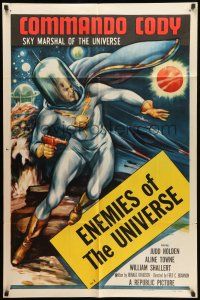 8p186 COMMANDO CODY chapter 1 1sh '53 cool art, Enemies of the Universe, rare first chapter poster!