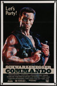 8p185 COMMANDO 1sh '85 cool image of Arnold Schwarzenegger in camo, let's party!