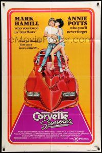 8p192 CORVETTE SUMMER style B 1sh '78 Mark Hamill & sexy Annie Potts + cool Chevrolet sports car