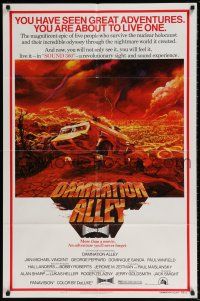 8p201 DAMNATION ALLEY 1sh '77 Jan-Michael Vincent, artwork of cool vehicle by Paul Lehr!