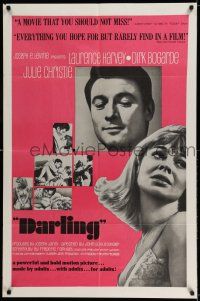 8p211 DARLING 1sh '65 sexy Julie Christie, Laurence Harvey, Dirk Bogarde, John Schlesinger