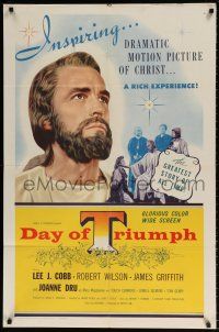 8p214 DAY OF TRIUMPH Jesus style 1sh '54 Irving Pichel directs the inspiring Life of Christ!