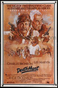 8p217 DEATH HUNT style B 1sh '81 artwork of Charles Bronson & Lee Marvin with guns by John Solie!