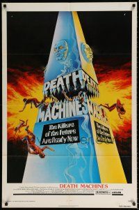 8p218 DEATH MACHINES 1sh '76 wild sci-fi art image, the killers of the future are ready now!