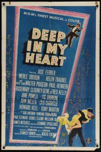 8p224 DEEP IN MY HEART 1sh '54 MGM's finest all-star musical, headshots of 13 top MGM stars!