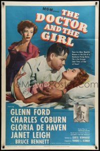 8p238 DOCTOR & THE GIRL 1sh '49 Glenn Ford, Janet Leigh, Charles Coburn, Gloria De Haven!