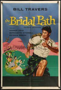 8p126 BRIDAL PATH English 1sh '59 wacky art of Bill Travers chased by women, The Bridal Path!