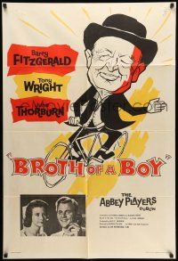 8p132 BROTH OF A BOY English 1sh '59 art of mischievous Barry Fitzgerald on bike, Irish comedy!
