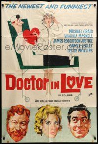 8p240 DOCTOR IN LOVE English 1sh '61 an epidemic of fun & frolic 11 out of 10 doctors recommend!