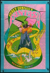 8p282 FANTASIA 1sh R70 Disney classic musical, great psychedelic fantasy artwork!