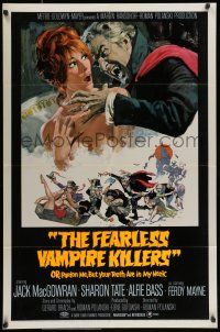 8p285 FEARLESS VAMPIRE KILLERS style B 1sh 1967 great Frank Frazetta art, plus Tate attacked!