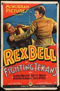 8p290 FIGHTING TEXANS 1sh '33 art of future Nevada Governor Rex Bell punching bad guy, rare!