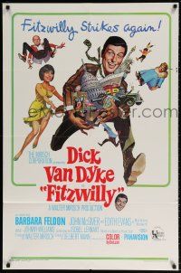 8p298 FITZWILLY 1sh '68 great comic art of Dick Van Dyke & sexy Barbara Feldon!