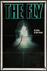 8p309 FLY 1sh '86 David Cronenberg, Jeff Goldblum, cool sci-fi art by Mahon!