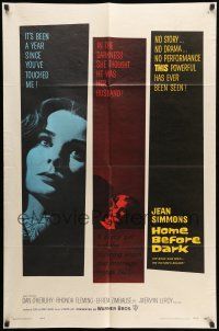8p434 HOME BEFORE DARK 1sh '58 pretty untouched Jean Simmons is a wife on the rim of insanity!
