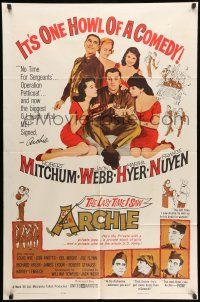 8p568 LAST TIME I SAW ARCHIE 1sh '61 art of Robert Mitchum & Jack Webb in jeep full of sexy girls!