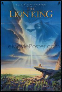 8p587 LION KING 1sh '93 classic Disney cartoon set in Africa, cool image of Mufasa in sky!