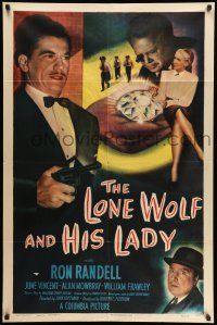 8p592 LONE WOLF & HIS LADY 1sh '49 bullets & mystery pursue Ron Randell & June Vincent!